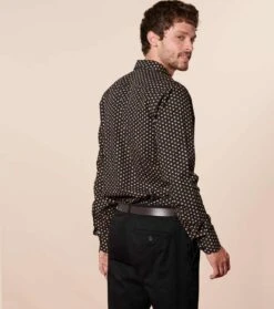 Chemise SLIM Demi Lune Noir Ocre -Mode Vêtements Magasin ch demi lune