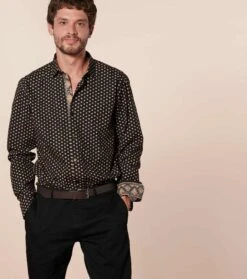 Chemise SLIM Demi Lune Noir Ocre