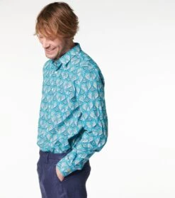 Chemise REGULAR Ecailles Turquoise -Mode Vêtements Magasin ch ecaille bleu.2