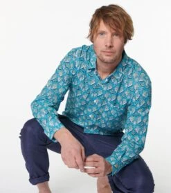 Chemise REGULAR Ecailles Turquoise