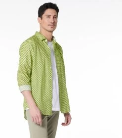 Chemise SLIM Paisley Geo Lime -Mode Vêtements Magasin ch geo cachemire.1