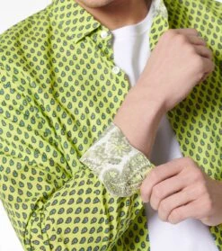 Chemise SLIM Paisley Geo Lime
