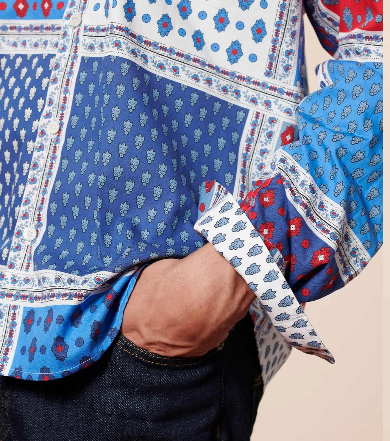 Chemise REGULAR L'Italienne Bleu Rouge 2 Chemise REGULAR L'Italienne Bleu Rouge – Image 2