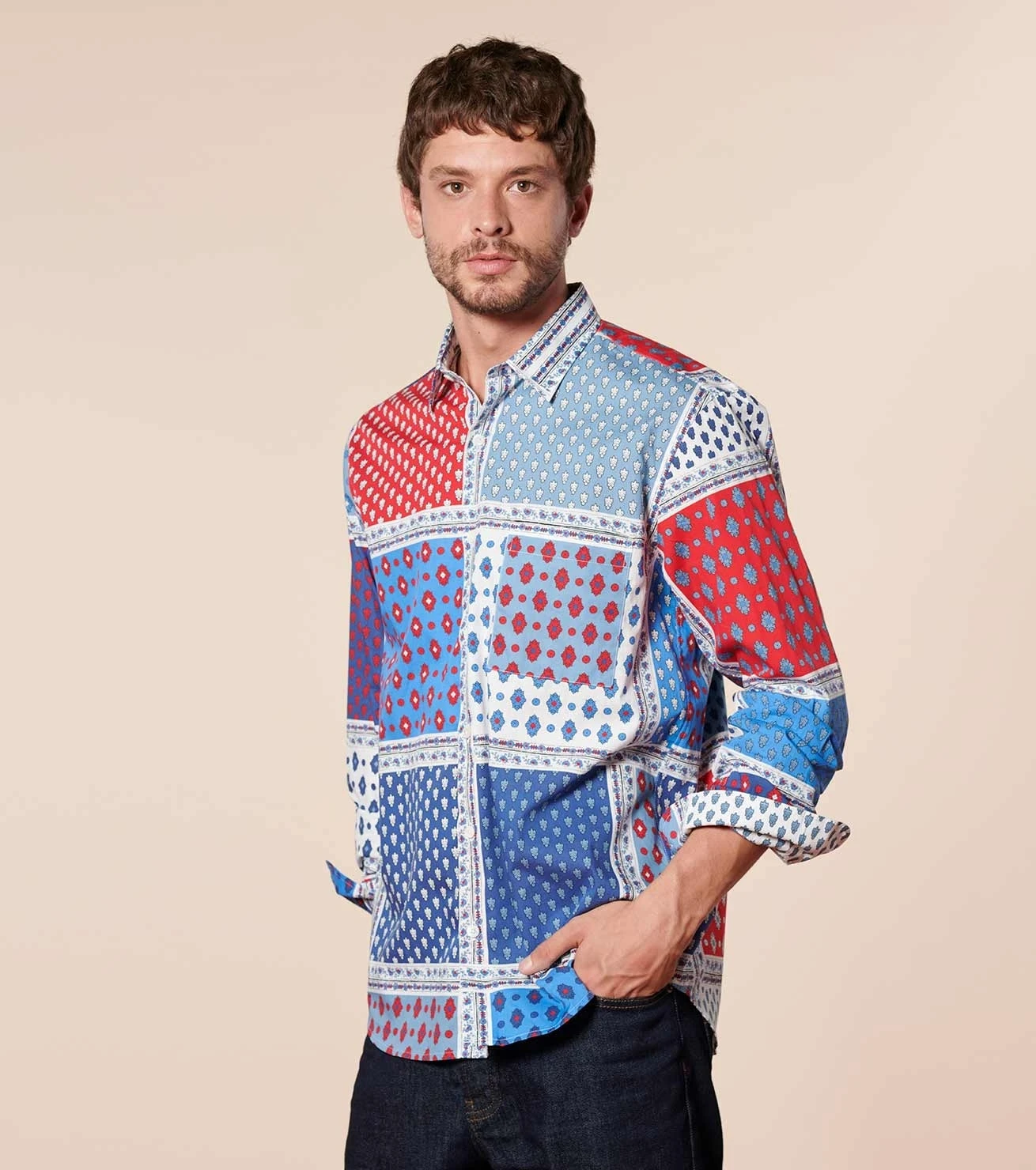 Chemise REGULAR L'Italienne Bleu Rouge 3 Chemise REGULAR L'Italienne Bleu Rouge – Image 3