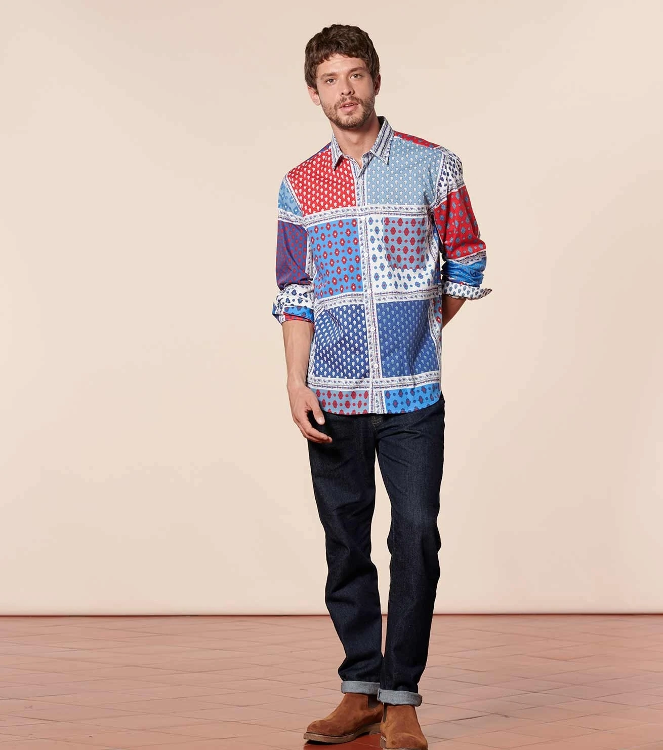 Chemise REGULAR L'Italienne Bleu Rouge 1 Chemise REGULAR L'Italienne Bleu Rouge