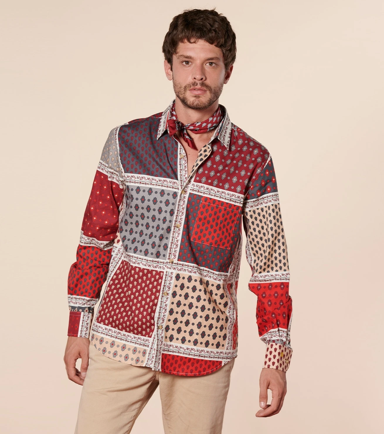 Chemise REGULAR L'Italienne Gris Bordeaux 4 Chemise REGULAR L'Italienne Gris Bordeaux – Image 4