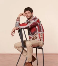 Chemise REGULAR L'Italienne Gris Bordeaux