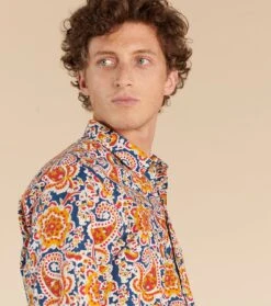 Chemise REGULAR Kerala Bleu Et Ocre