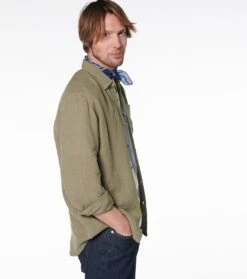 Chemise REGULAR Kaki -Mode Vêtements Magasin ch lin kaki