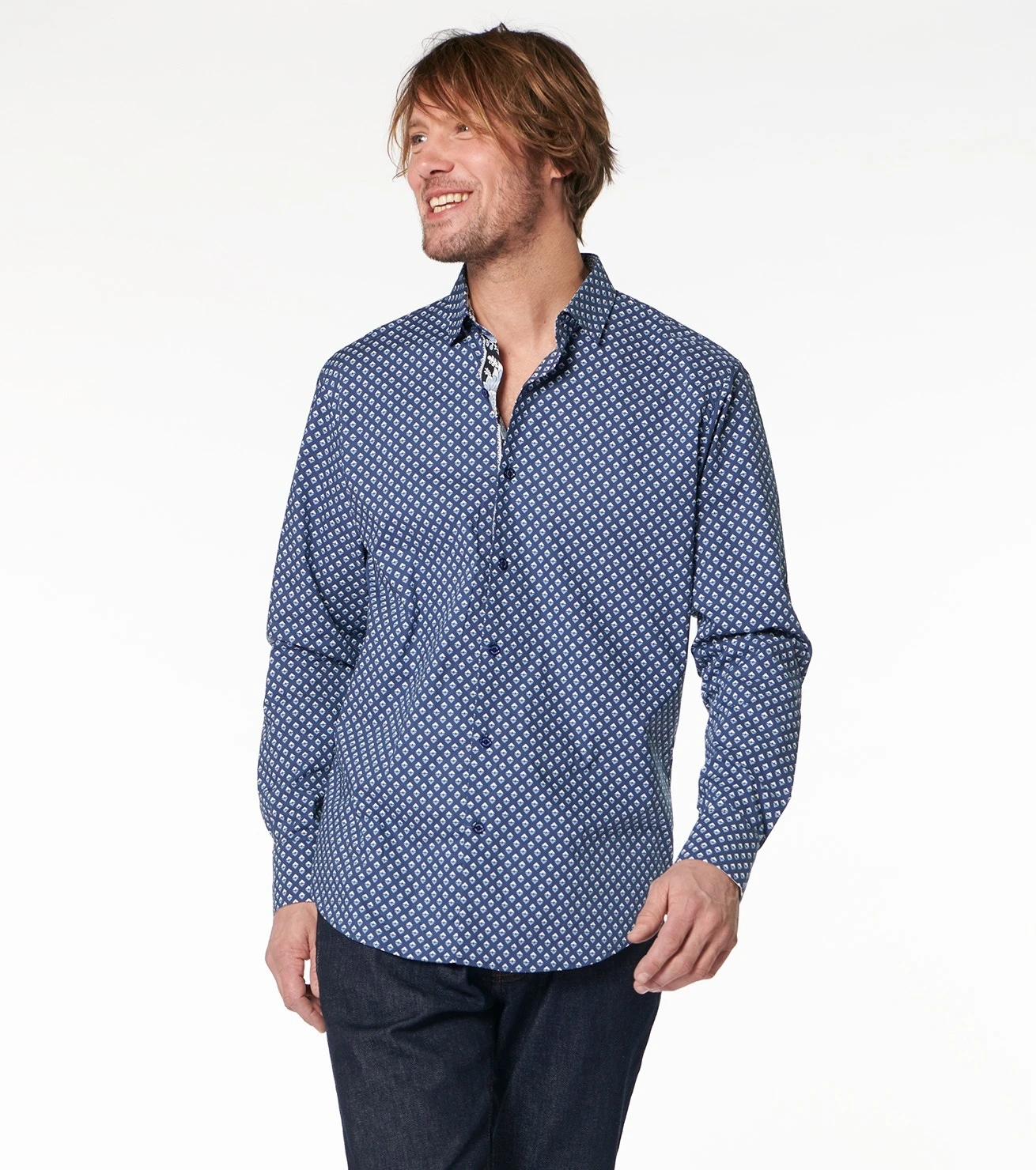 Chemise SLIM Losange Indigo 4 Chemise SLIM Losange Indigo – Image 4