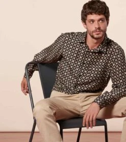 Chemise REGULAR Maillane Noir Caramel En Soie 6 Chemise REGULAR Maillane Noir Caramel En Soie -Mode Vêtements Magasin ch maillane noir