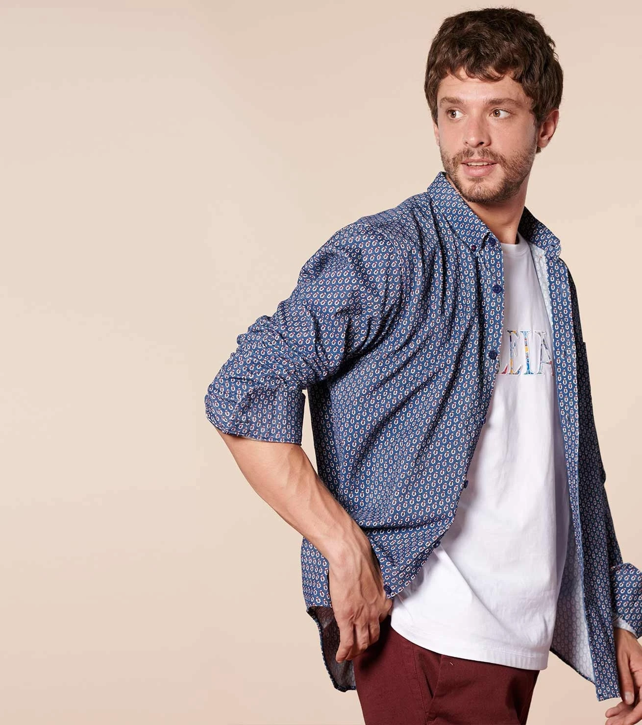 Chemise MILO Petit Cachemire Bleu Rouge 2 Chemise MILO Petit Cachemire Bleu Rouge – Image 2