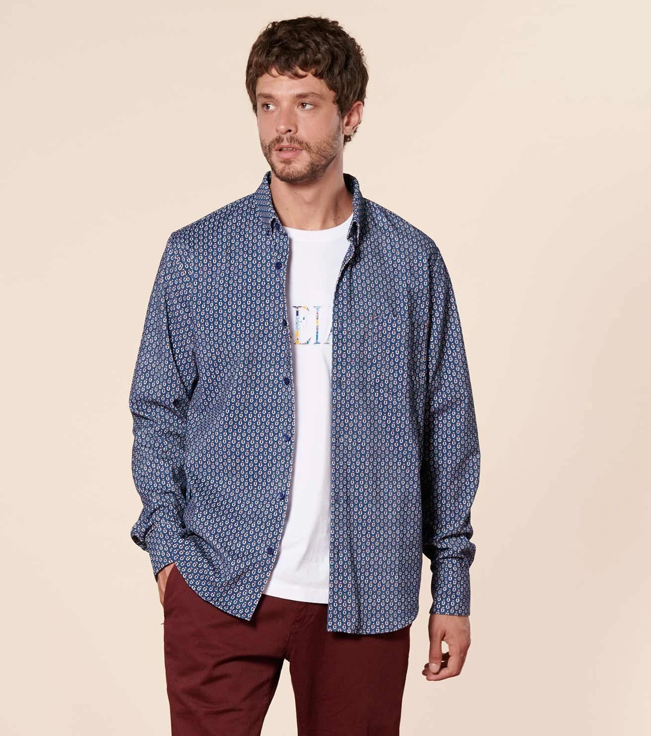 Chemise MILO Petit Cachemire Bleu Rouge 3 Chemise MILO Petit Cachemire Bleu Rouge – Image 3