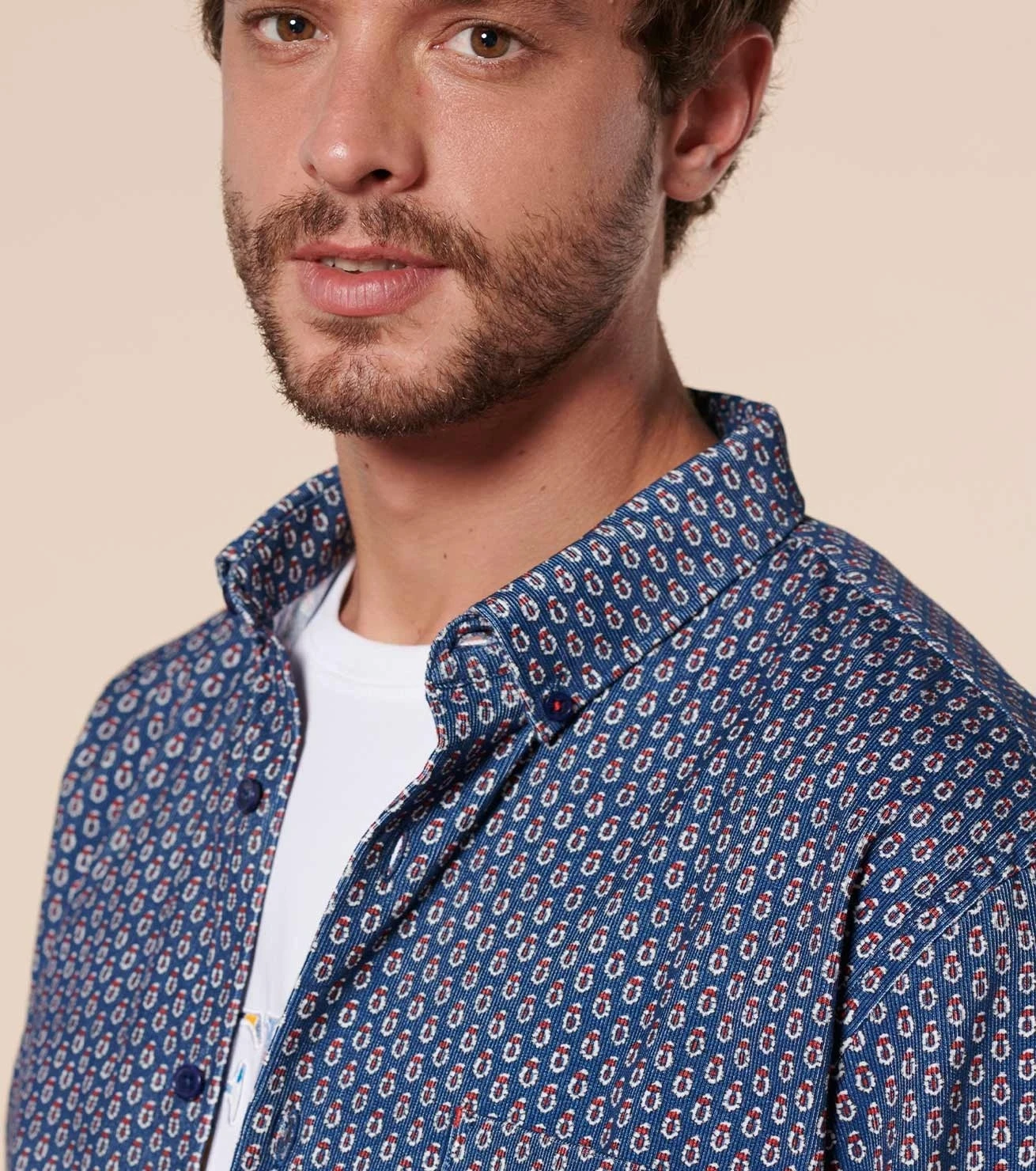 Chemise MILO Petit Cachemire Bleu Rouge 4 Chemise MILO Petit Cachemire Bleu Rouge – Image 4