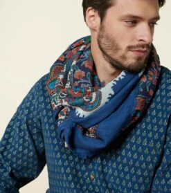 Chemise MILO Velours Scarabée Tricolore Bleu Vert 10 Chemise MILO Velours Scarabée Tricolore Bleu Vert -Mode Vêtements Magasin ch milo scrabee.4