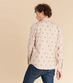 Chemise REGULAR Flanelle Paisley Rayé Beige Et Rouge -Mode Vêtements Magasin ch paisley rayures