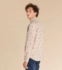 Chemise REGULAR Flanelle Paisley Rayé Beige Et Rouge