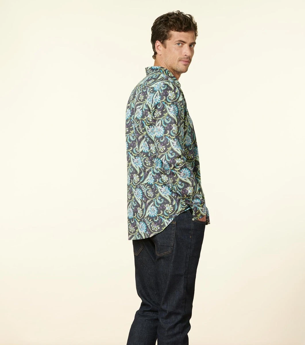 Chemise SLIM Persepolis Anthracite Turquoise 3 Chemise SLIM Persepolis Anthracite Turquoise – Image 3
