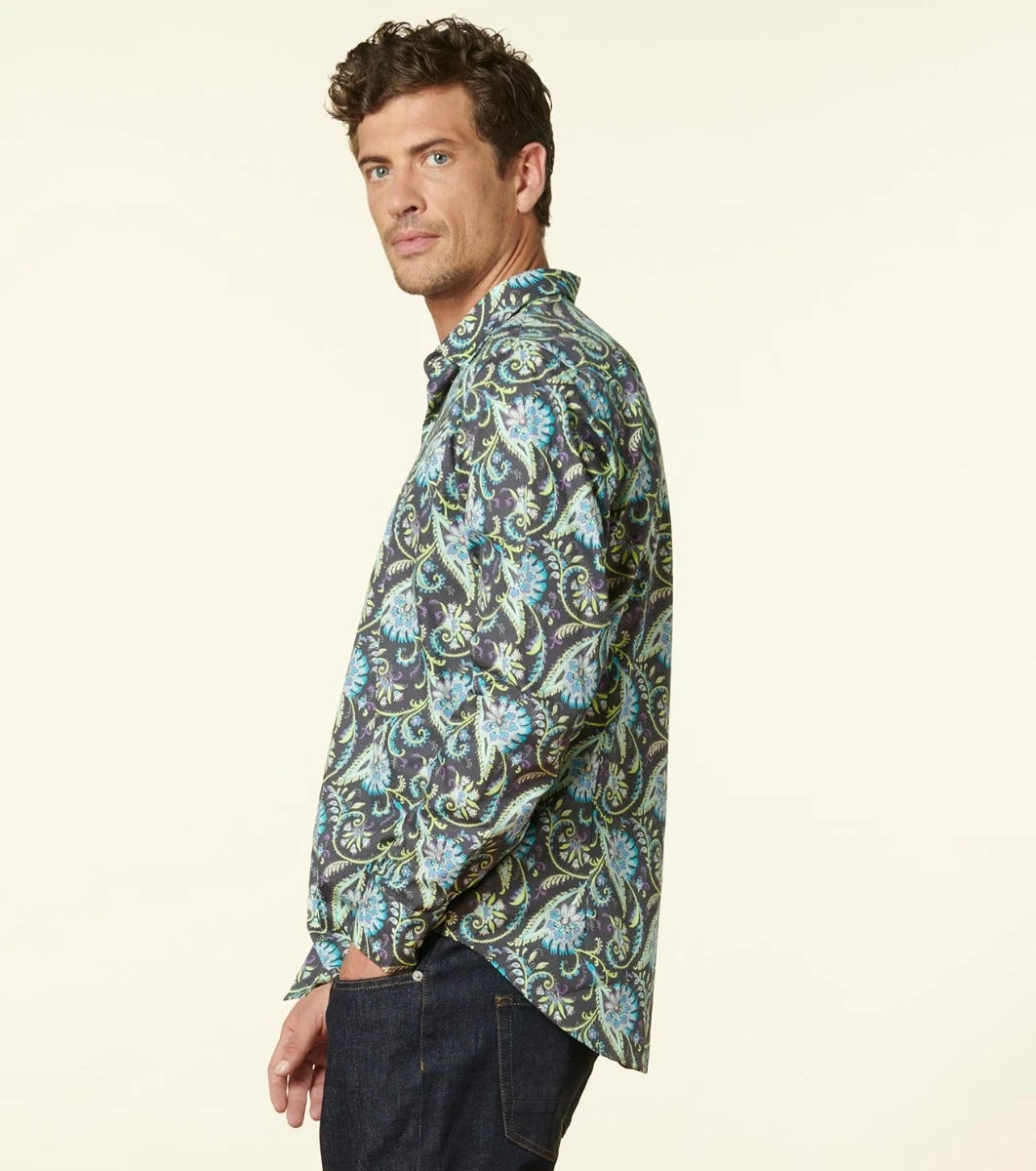 Chemise SLIM Persepolis Anthracite Turquoise 2 Chemise SLIM Persepolis Anthracite Turquoise – Image 2