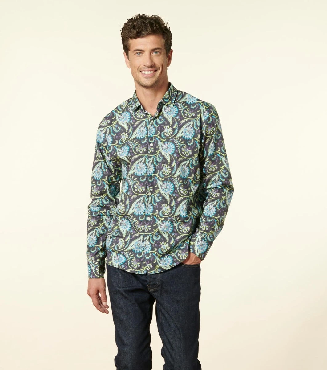 Chemise SLIM Persepolis Anthracite Turquoise 5 Chemise SLIM Persepolis Anthracite Turquoise – Image 5