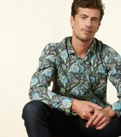Chemise SLIM Persepolis Anthracite Turquoise 8 Chemise SLIM Persepolis Anthracite Turquoise -Mode Vêtements Magasin ch persepolis.4