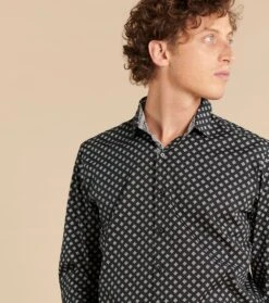 Chemise SLIM Calisson Noir -Mode Vêtements Magasin ch slim calisson noir.3