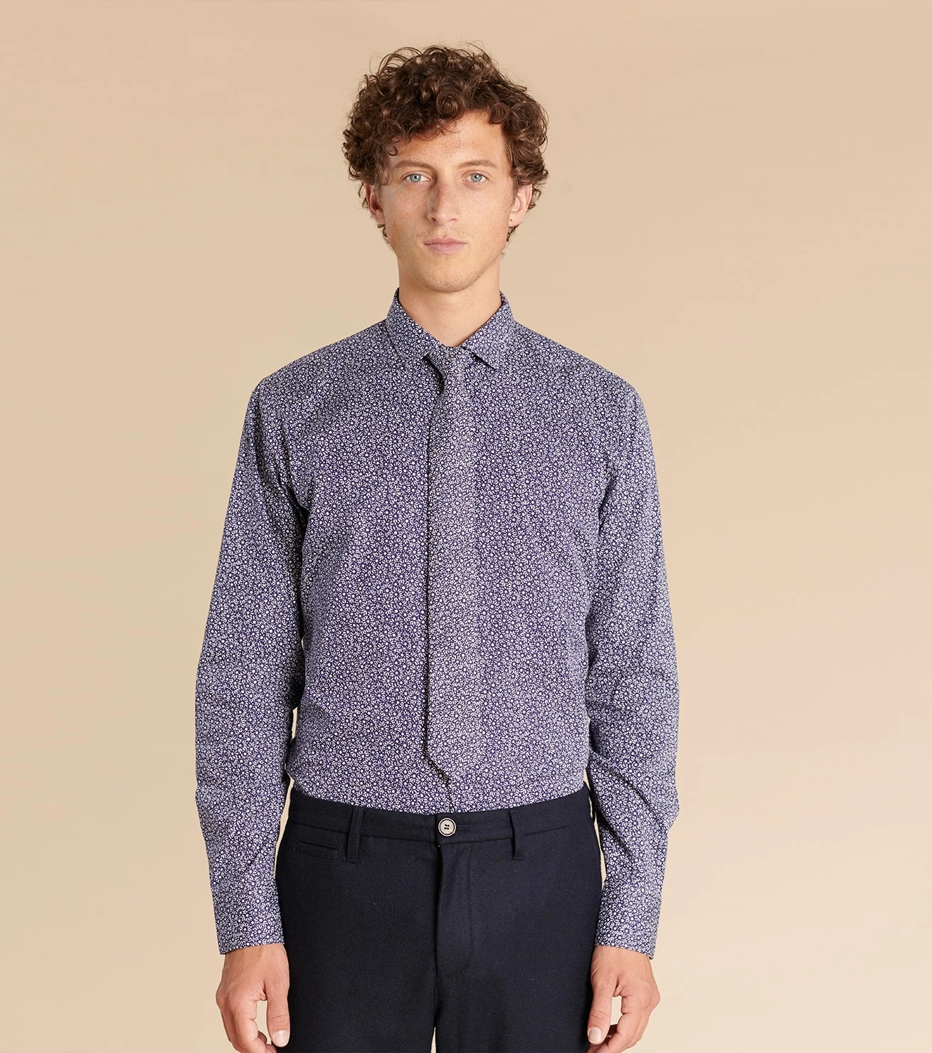 Chemise SLIM Marguerite Bleu Nuit 3 Chemise SLIM Marguerite Bleu Nuit – Image 3