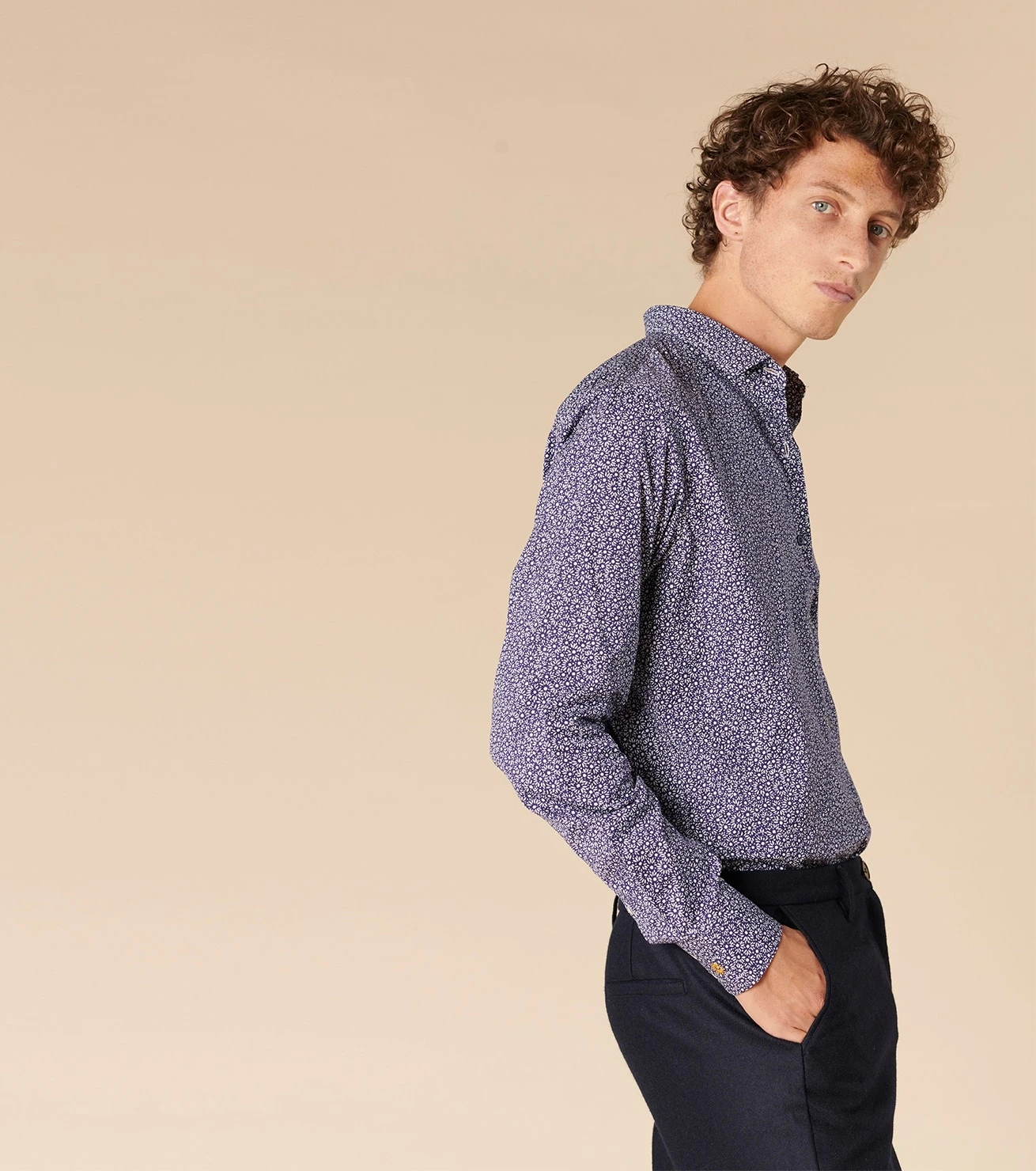 Chemise SLIM Marguerite Bleu Nuit 2 Chemise SLIM Marguerite Bleu Nuit – Image 2