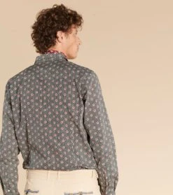 Chemise SLIM Mini Feuille Noir Et Rouge -Mode Vêtements Magasin ch slim mini feuille.2