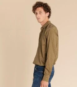 Chemise SLIM Fleur De Thym Kaki -Mode Vêtements Magasin ch slim thym1