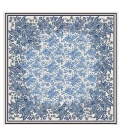 Châle En Laine Et Soie HERON Bleu 135 X 135 Cm