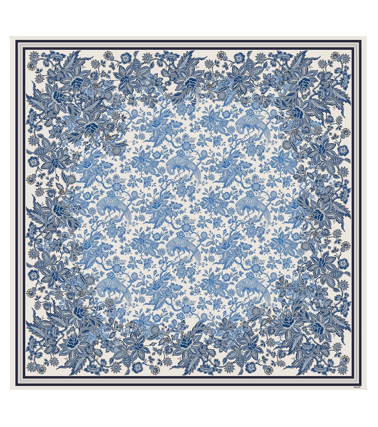 Châle En Laine Et Soie HERON Bleu 135 X 135 Cm 1 Châle En Laine Et Soie HERON Bleu 135 X 135 Cm