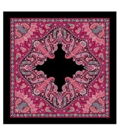 Châle En Laine Et Soie SLAVE Noir-Fuchsia 140 X 140 Cm