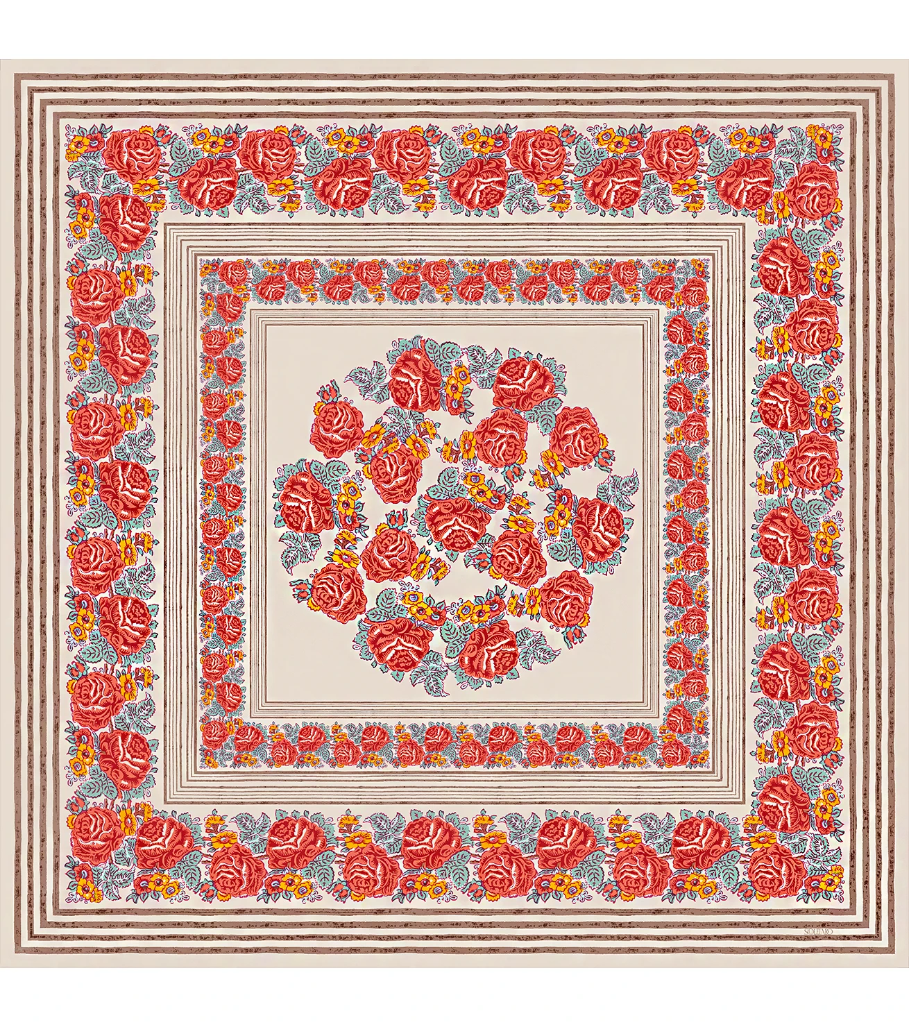 Châle En Coton CHANTAL 135 X 135 Cm Camel & Rose 1 Châle En Coton CHANTAL 135 X 135 Cm Camel & Rose