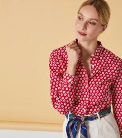 Chemise ELINA Fleur De Maussane Rouge -Mode Vêtements Magasin chemise elina maussane rouge