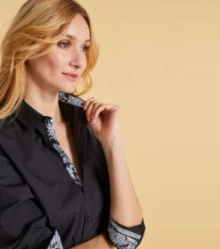 Chemise ELINA Coton Noir -Mode Vêtements Magasin chemise elina noir.1