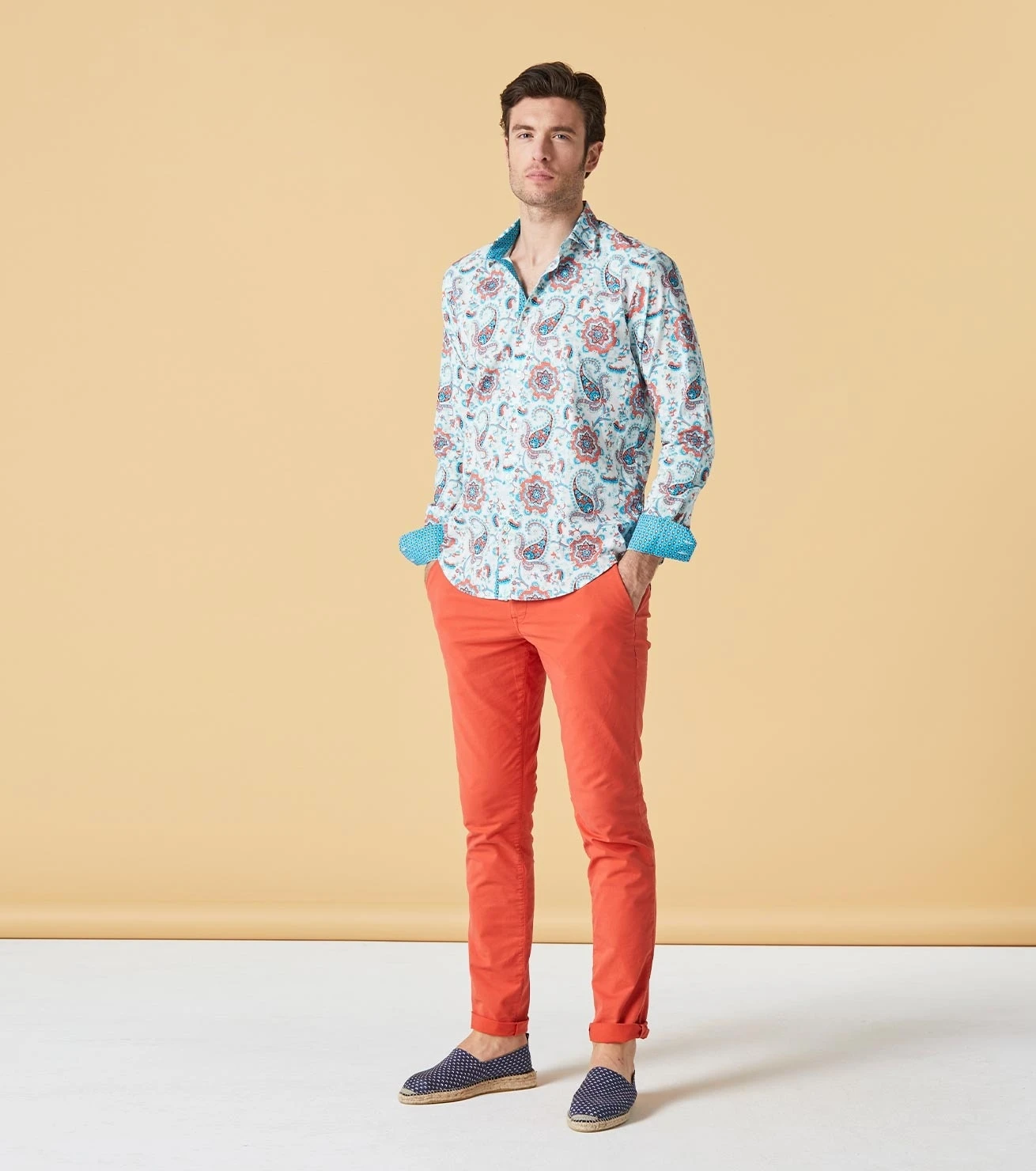 Chemise SLIM Kerala Ciel Corail 5 Chemise SLIM Kerala Ciel Corail – Image 5