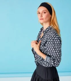 Chemise LENA Palmette Noir Bleu Ciel 8 Chemise LENA Palmette Noir Bleu Ciel -Mode Vêtements Magasin chemise lena palmette noir