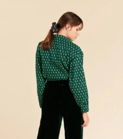 Chemise Large LENA Palmette Vert -Mode Vêtements Magasin chemise lena palmette.1