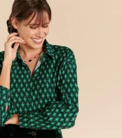 Chemise Large LENA Palmette Vert -Mode Vêtements Magasin chemise lena palmette.4