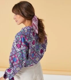 Chemise LENA Patch Fleur Fuchsia Lavande