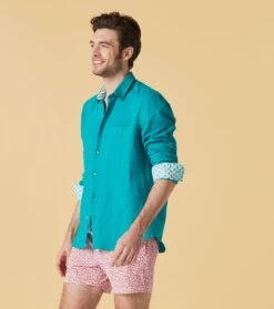 Chemise REGULAR Lin émeraude -Mode Vêtements Magasin chemise lin meraude.2