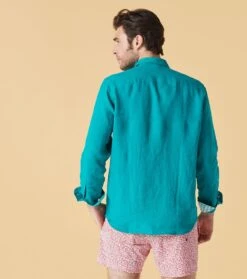 Chemise REGULAR Lin émeraude -Mode Vêtements Magasin chemise lin meraude.3
