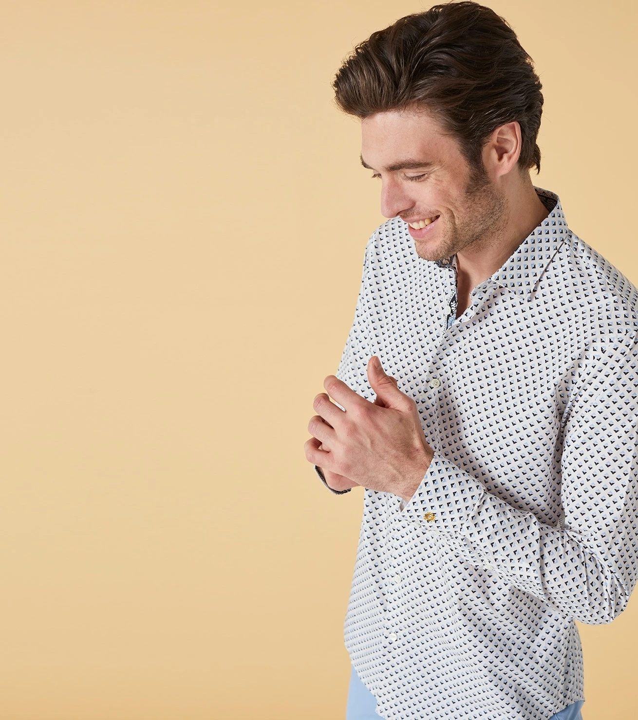 Chemise SLIM Losange Blanc Bleu 2 Chemise SLIM Losange Blanc Bleu – Image 2