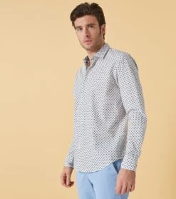 Chemise SLIM Losange Blanc Bleu 6 Chemise SLIM Losange Blanc Bleu -Mode Vêtements Magasin chemise losange.3