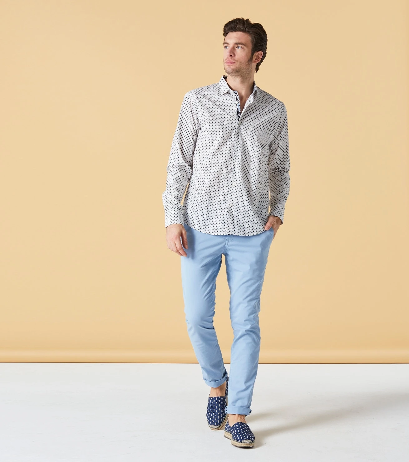 Chemise SLIM Losange Blanc Bleu 4 Chemise SLIM Losange Blanc Bleu – Image 4