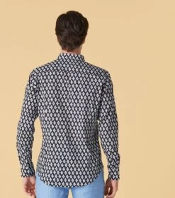 Chemise MILO SLIM Palmette Noir Blanc Ciel -Mode Vêtements Magasin chemise milo palmette