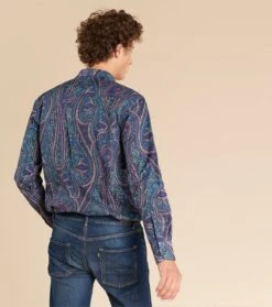 Chemise REGULAR Grand Cachemire Bleu -Mode Vêtements Magasin chemise regular grand cachemer