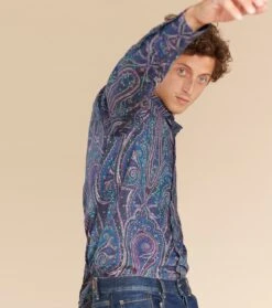 Chemise REGULAR Grand Cachemire Bleu -Mode Vêtements Magasin chemise regular grand cachemer.1