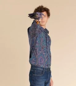 Chemise REGULAR Grand Cachemire Bleu -Mode Vêtements Magasin chemise regular grand cachemer.2